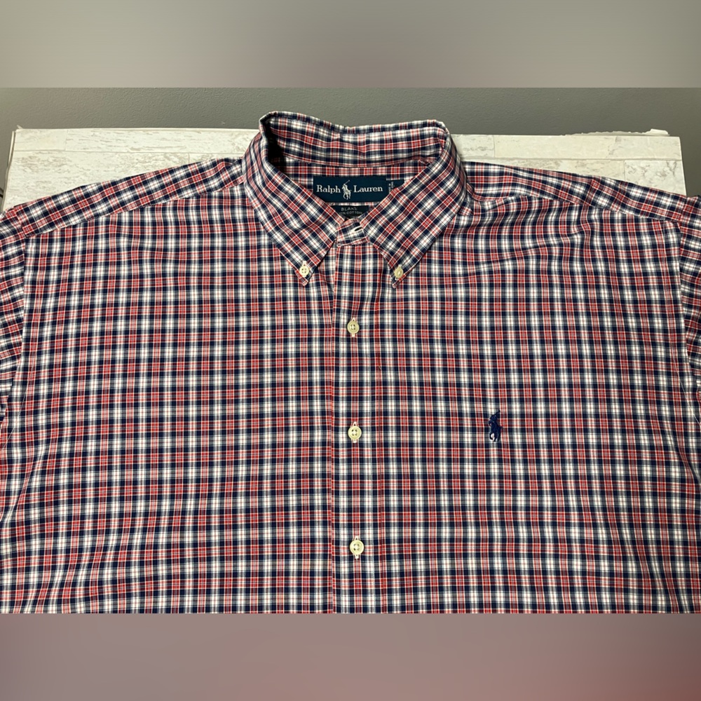 Polo Ralph Lauren Blake Shirt Red Blue Plaid Long Sleeve Mens XL